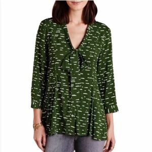 EUC- Anthropologie Maeve Green Cloud Swing Top Size Small